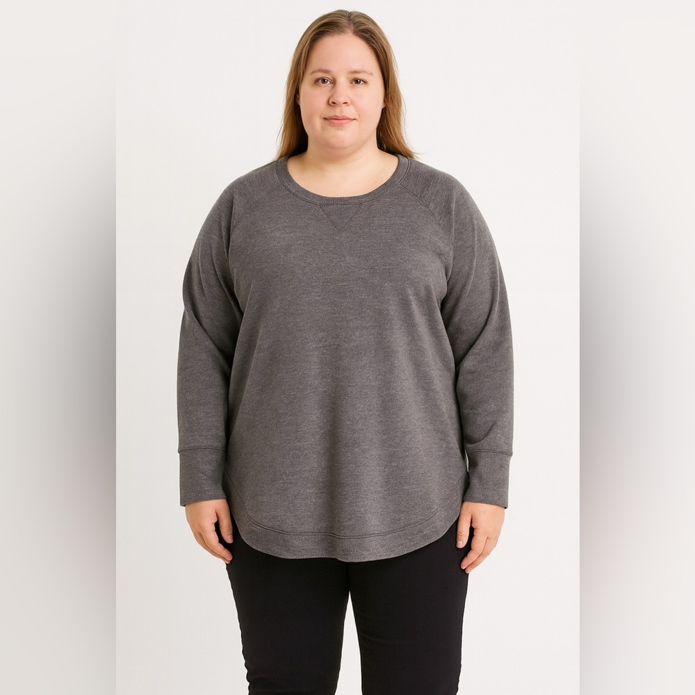 Tek Gear Women's Soft Gray Tunic Top Thumb Holes Pockets Casual Cozy